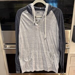 BKE Men's Heathered Gray and Navy Hoodie